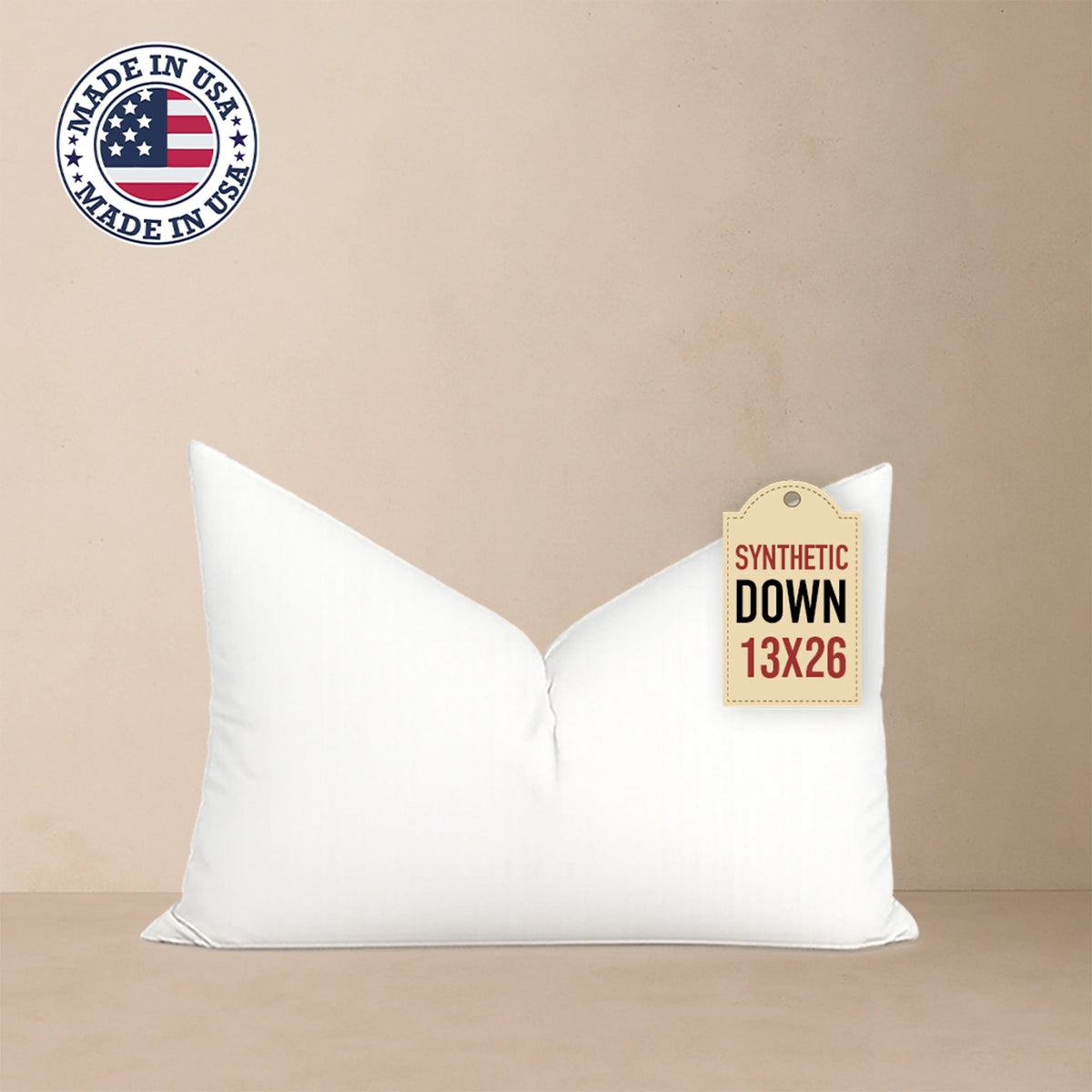 13x26 Throw Pillow Insert: Hypoallergenic Faux Down, Indoor Outdoor, Made in USA HICKORY MADE